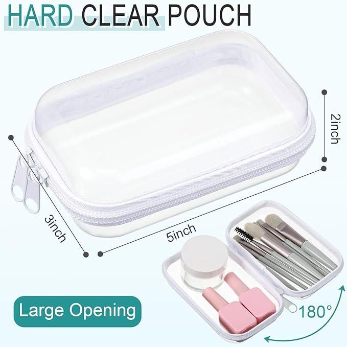 Transparent Hard Zipper Pouches for Travel & Storage – 6 Pcs