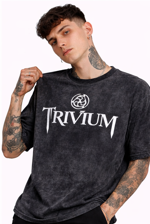 Vintage Acid Wash Trivium Graphic T-Shirt – Oversized