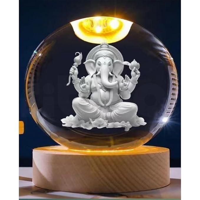 Premium Lord Ganesh Crystal LED Night Lamp