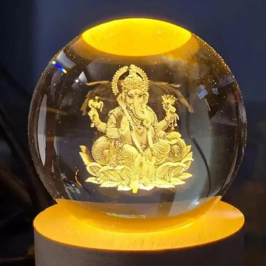 Premium Lord Ganesh Crystal LED Night Lamp