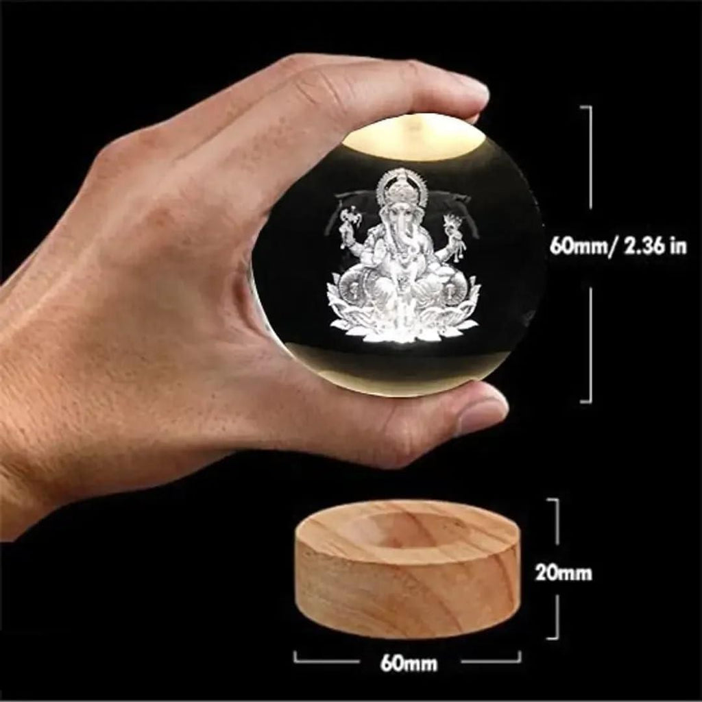 Premium Lord Ganesh Crystal LED Night Lamp