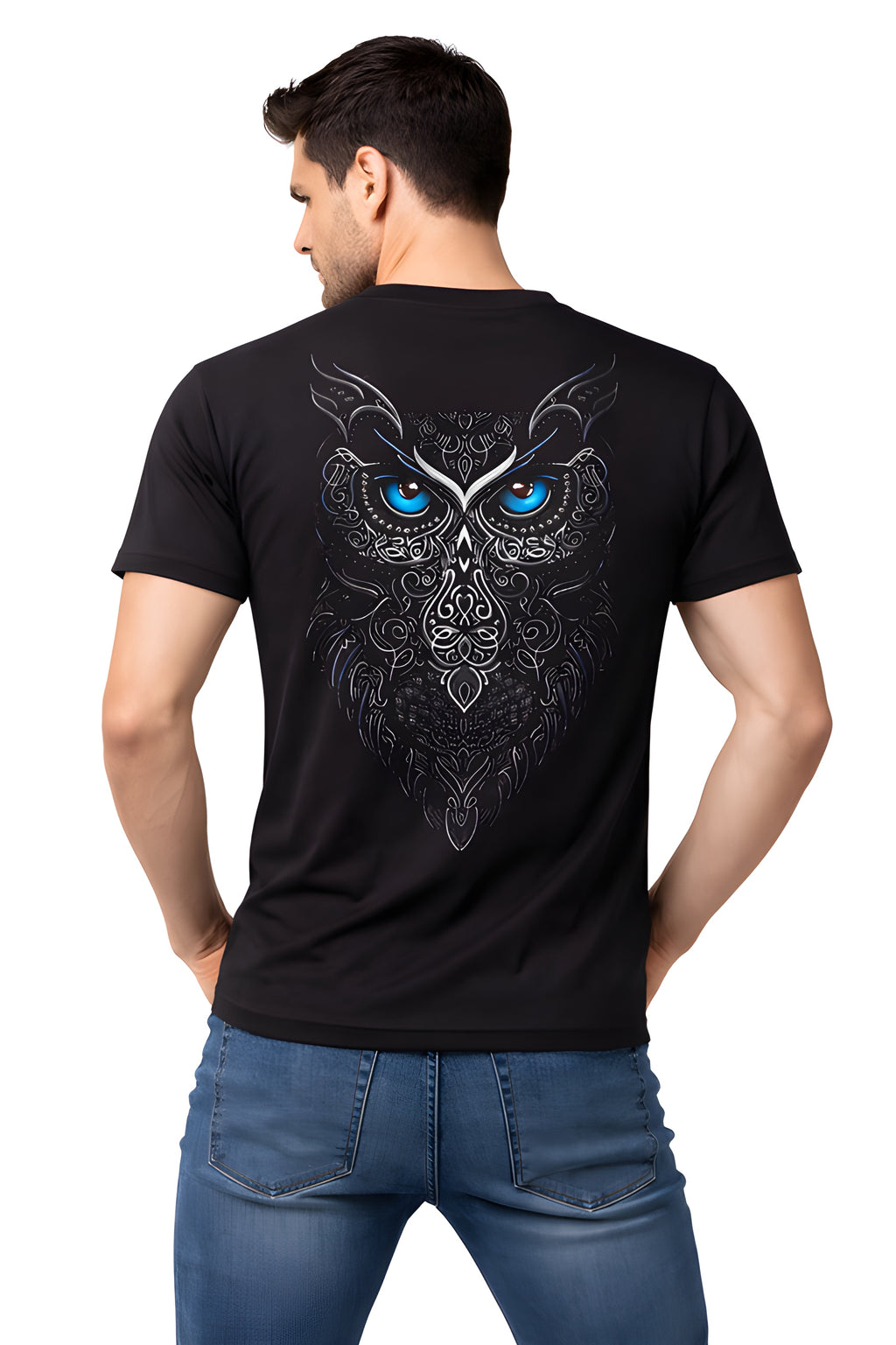 Dark Vision Owl Graphic T-Shirt – Minimal Front, Bold Back Design