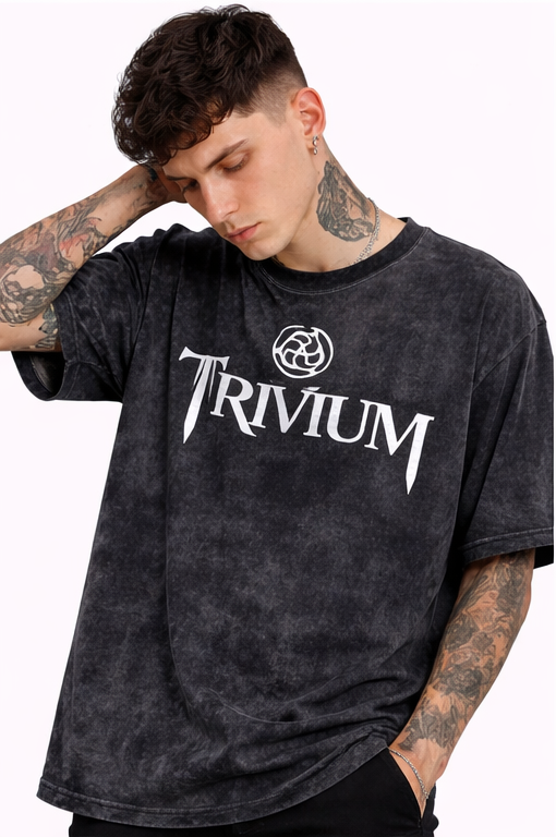 Vintage Acid Wash Trivium Graphic T-Shirt – Oversized