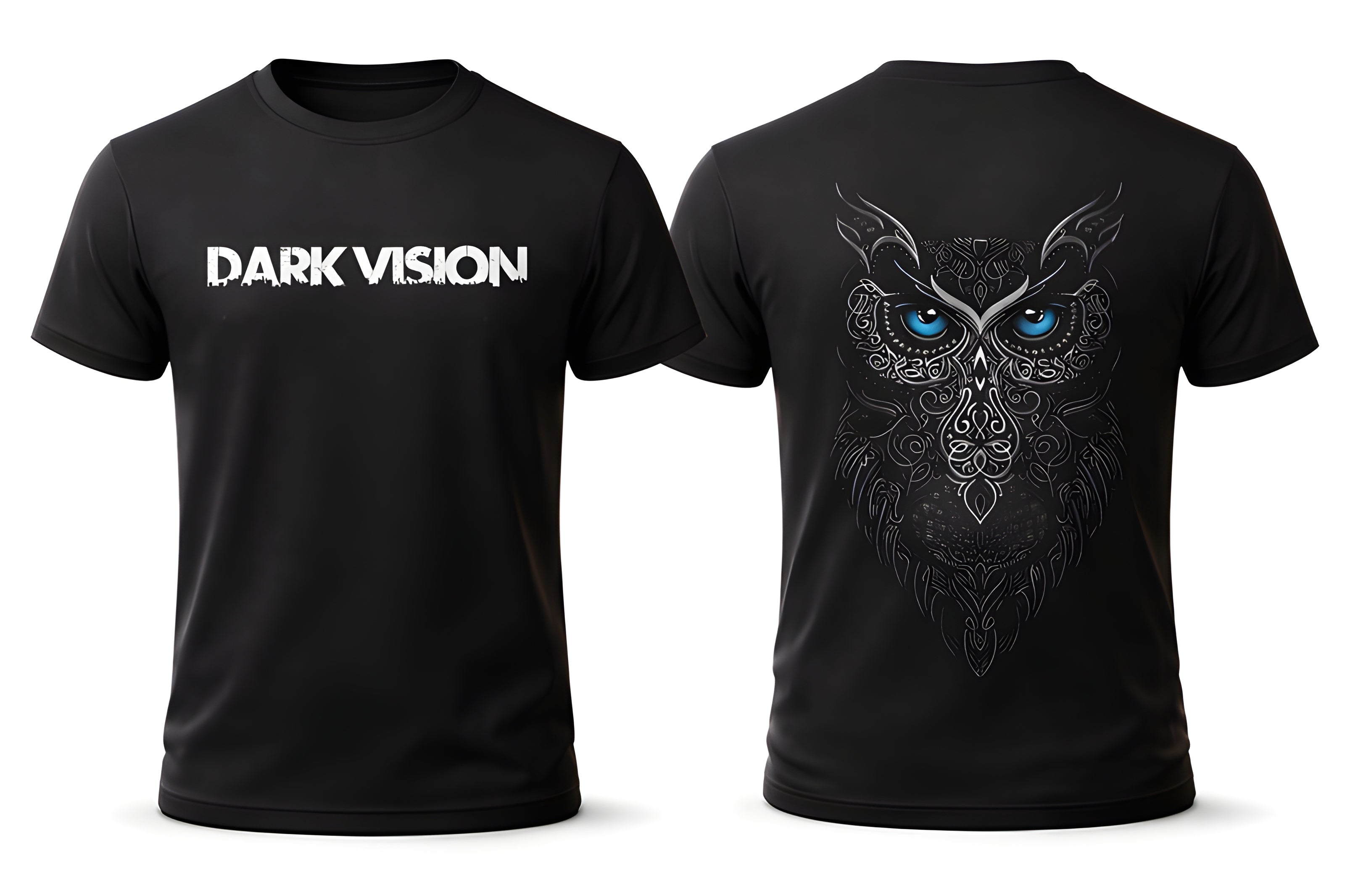 Dark Vision Owl Graphic T-Shirt – Minimal Front, Bold Back Design