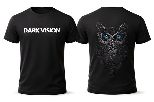 Dark Vision Owl Graphic T-Shirt – Minimal Front, Bold Back Design